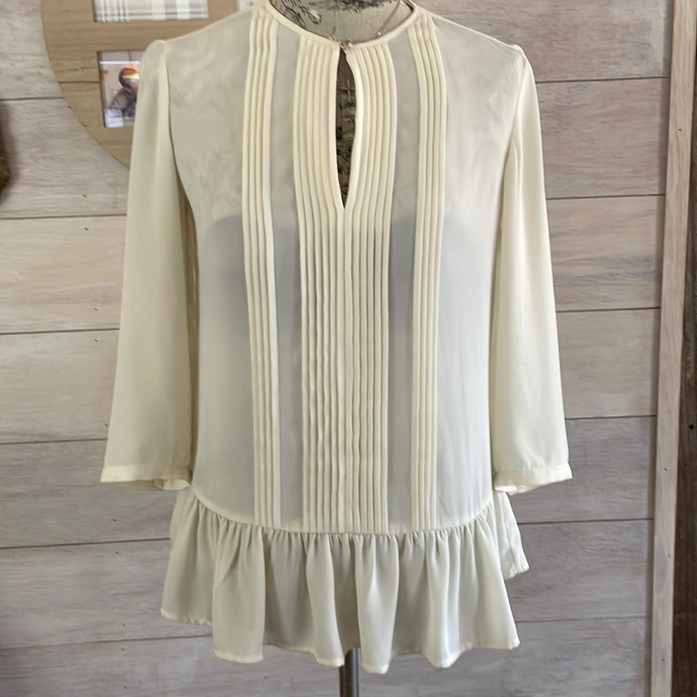 banana Republic Off White Peplum Top XS